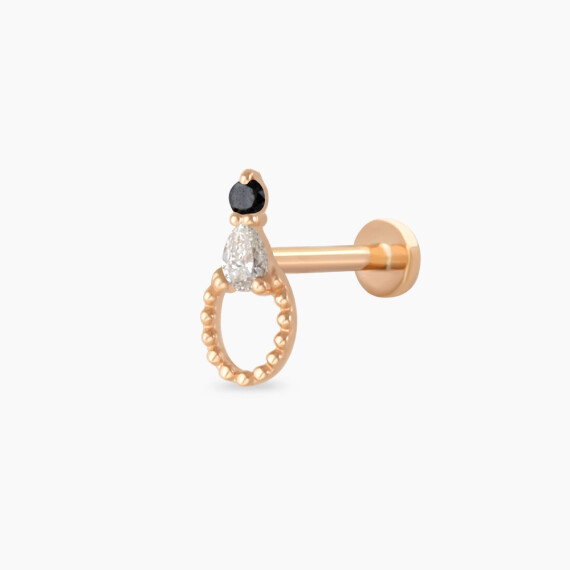 Mirror Black Diamond Rose Gold Piercing - Nev Jewellery