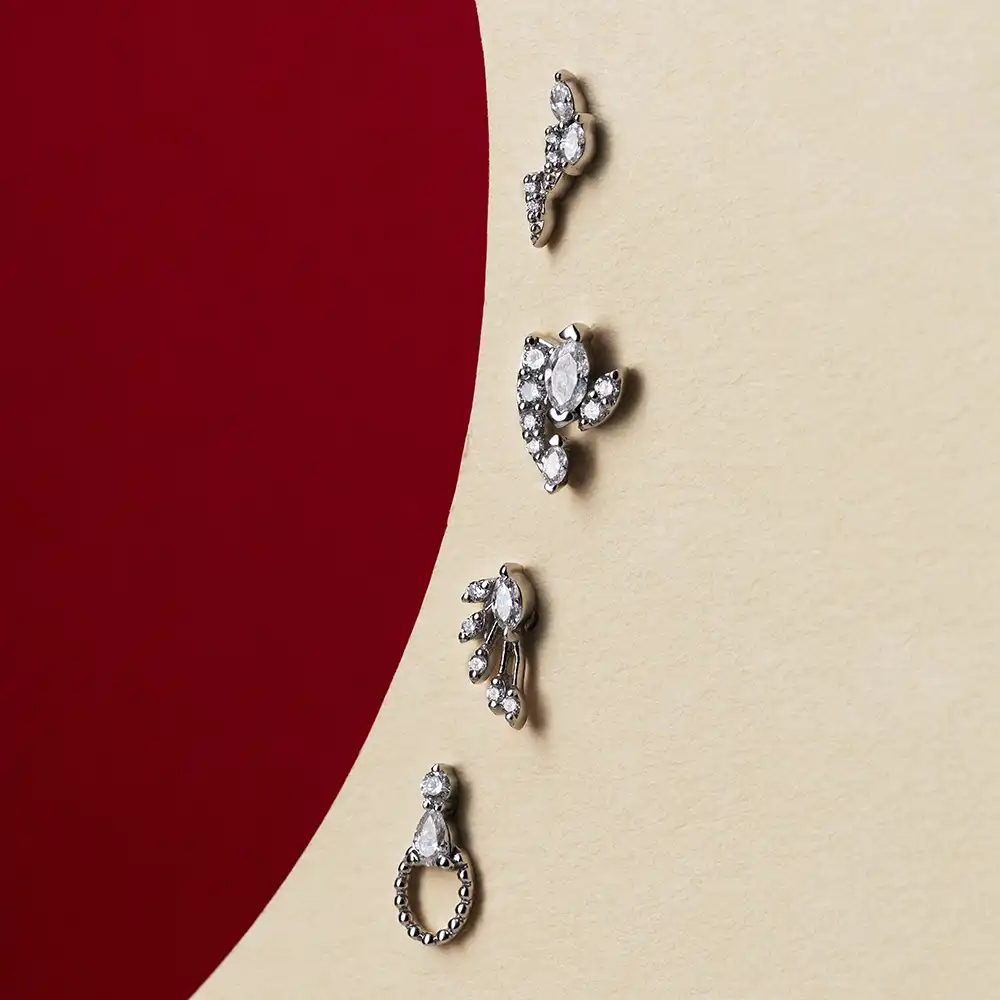 Mirror Pear Cut Diamond White Gold Single Earring - 3