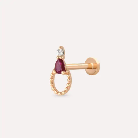 Mirror Ruby and Diamond Rose Gold Piercing - 1