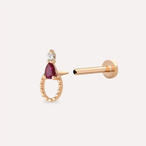 Mirror Ruby and Diamond Rose Gold Piercing - 4