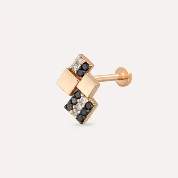 Mitis Diamond and Black Diamond Rose Gold Piercing - 1