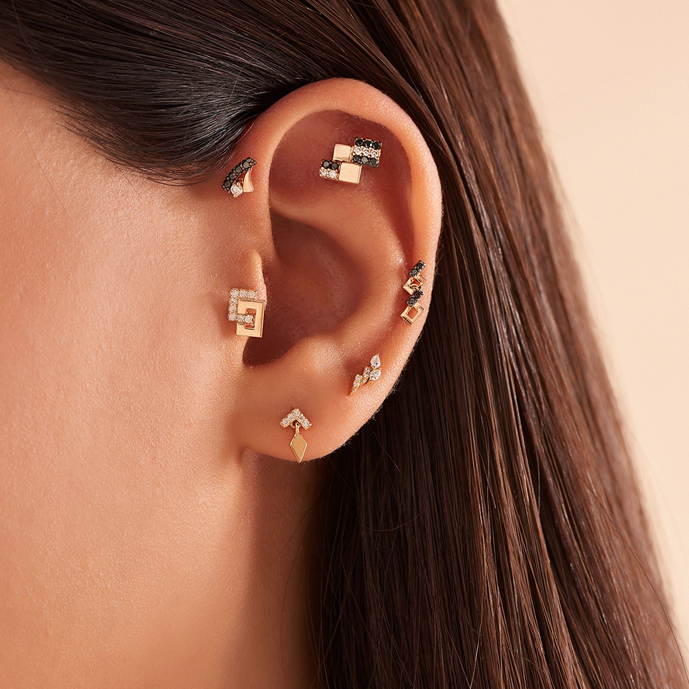 Mitis Diamond and Black Diamond Rose Gold Piercing - 2