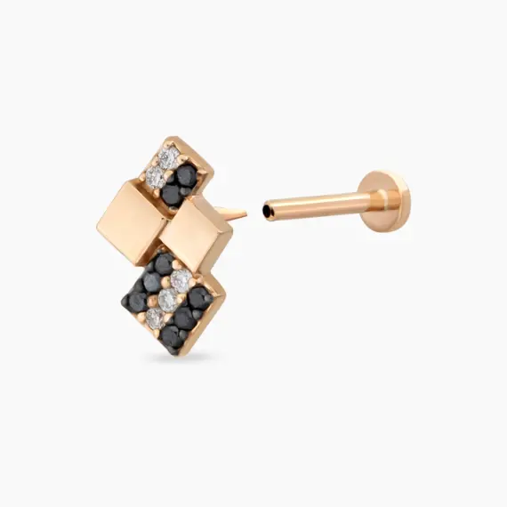 Mitis Diamond and Black Diamond Rose Gold Piercing - 4