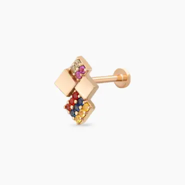 Mitis Multicolor Sapphire Rose Gold Piercing - Nev Jewellery (1)
