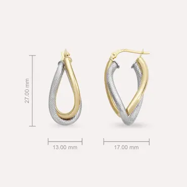 Molten Yellow and White Gold Hoop Earring - Nev Jewellery (1)