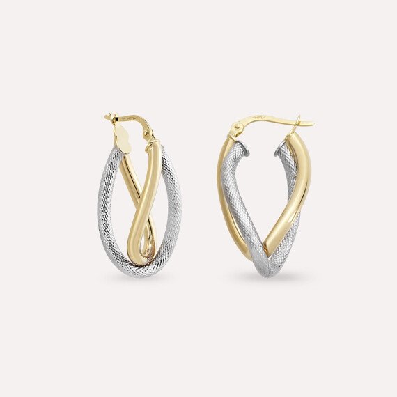 Molten Yellow and White Gold Hoop Earring - Nev Jewellery