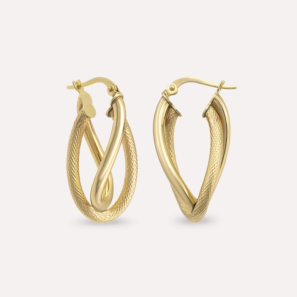 Molten Yellow Gold Hoop Earring - 2