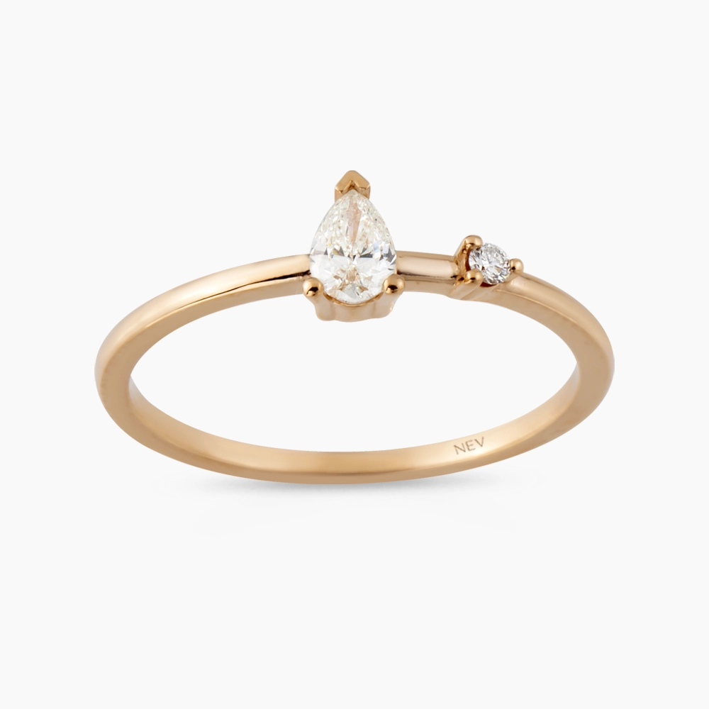 Mona 0.21 CT Damla Kesim Pırlanta Taşlı Rose Altın Yüzük - Nev Jewellery (1)