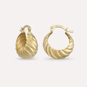 Mood Sarı Altın Halka Küpe - Nev Jewellery (1)