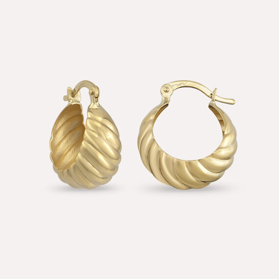 Mood Sarı Altın Halka Küpe - Nev Jewellery