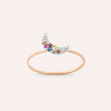 Moon 0.11 CT Multicolor Sapphire Rose Gold Ring - Nev Jewellery