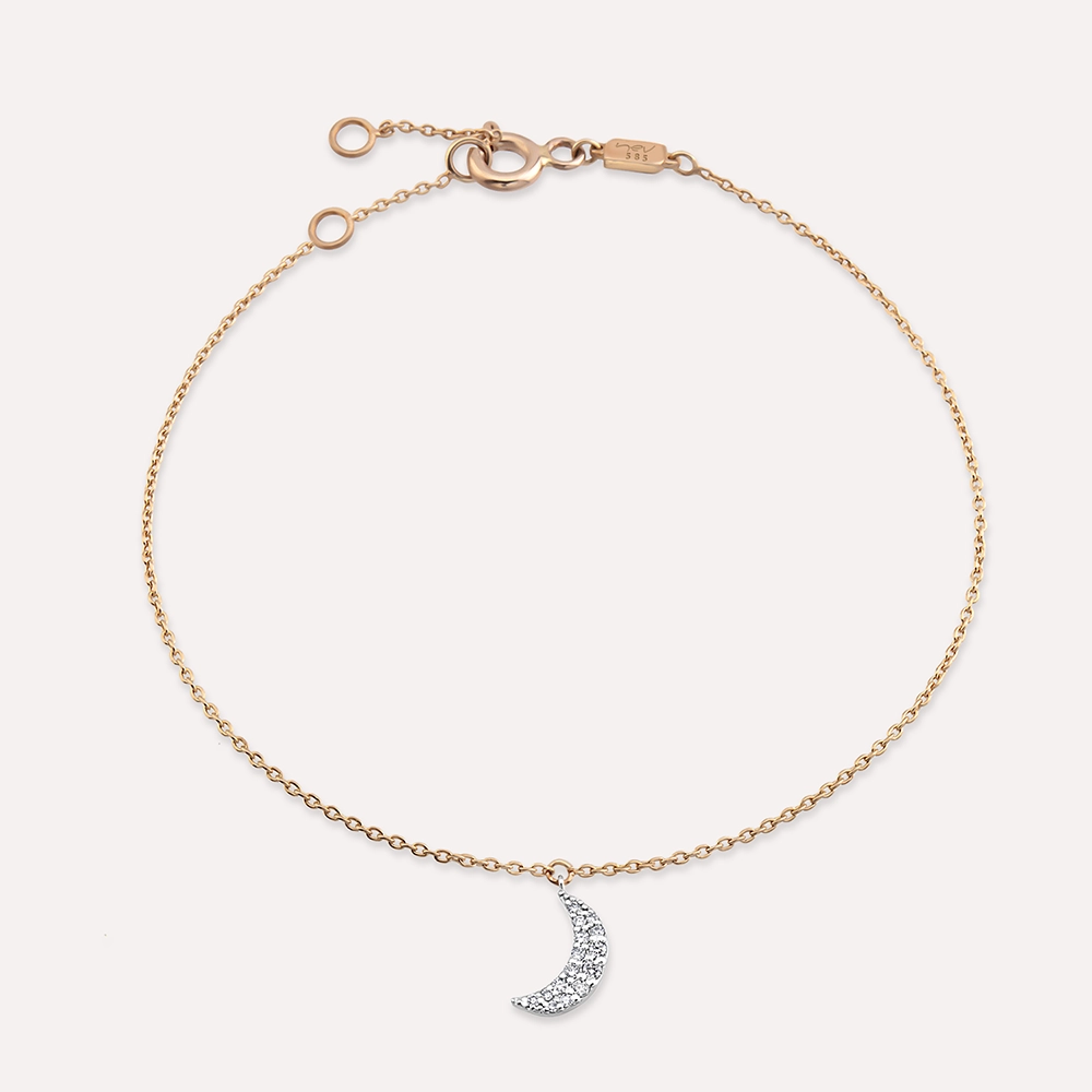 Moon Pırlanta Taşlı Rose Altın Bileklik - Nev Jewellery (1)