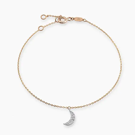 Moon Pırlanta Taşlı Rose Altın Bileklik - 2