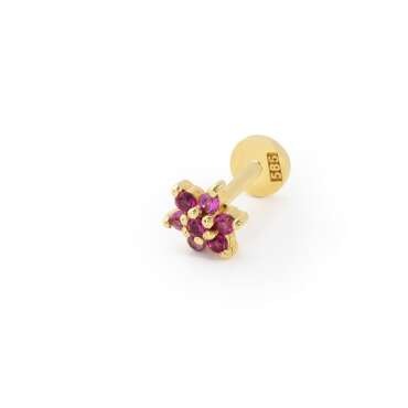 Mor Taşlı Papatya Piercing - NEV JEWELLERY (1)