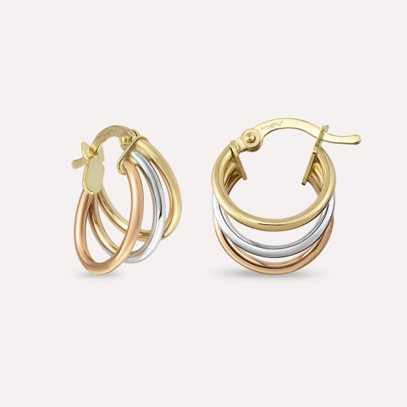 More Mini Sarı Altın Halka Küpe - Nev Jewellery