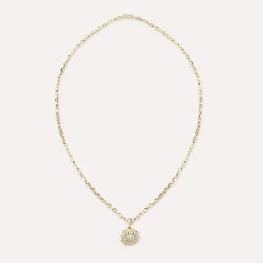 Mozz Göz Detaylı Sarı Altın Kolye - Nev Jewellery (1)