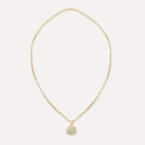 Mozz Yellow Gold Necklace with Eye Detail - 2