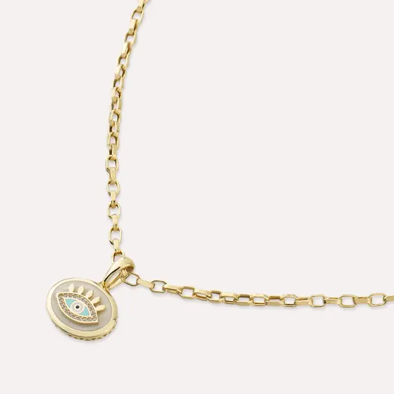 Mozz Yellow Gold Necklace with Eye Detail - 3