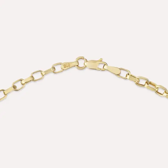 Mozz Yellow Gold Necklace with Eye Detail - 4