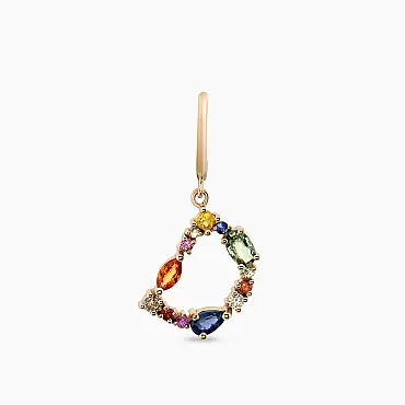 D Harf 1.05 CT Multicolor Safir ve Brown Pırlanta Taşlı Tek Küpe - Nev Jewellery (1)