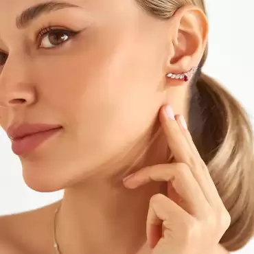 Muse 2.74 CT Ruby and Diamond Rose Gold Earring - Nev Jewellery (1)