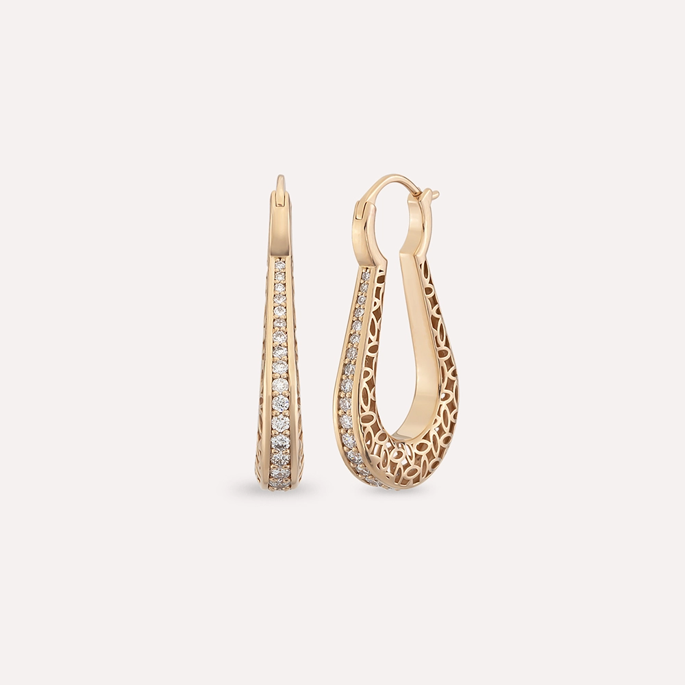 Myah 1.17 CT Pırlanta Taşlı Rose Altın Küpe - Nev Jewellery (1)