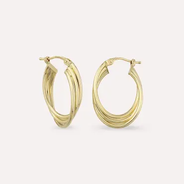Myron Sarı Altın Halka Küpe - Nev Jewellery (1)