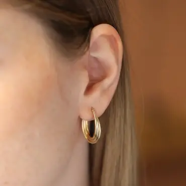 Myron Sarı Altın Halka Küpe - Nev Jewellery (1)