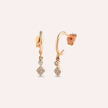 Myth Pırlanta Taşlı Rose Altın Küpe - Nev Jewellery