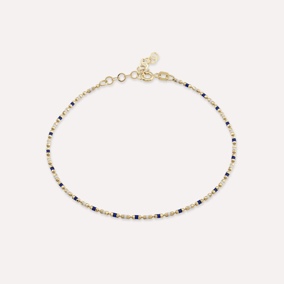 Navy Blue and White Enamel Yellow Gold Golf Bracelet - Nev Jewellery