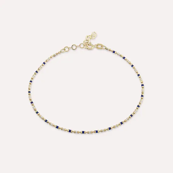 Navy Blue and White Enamel Yellow Gold Golf Bracelet - 1