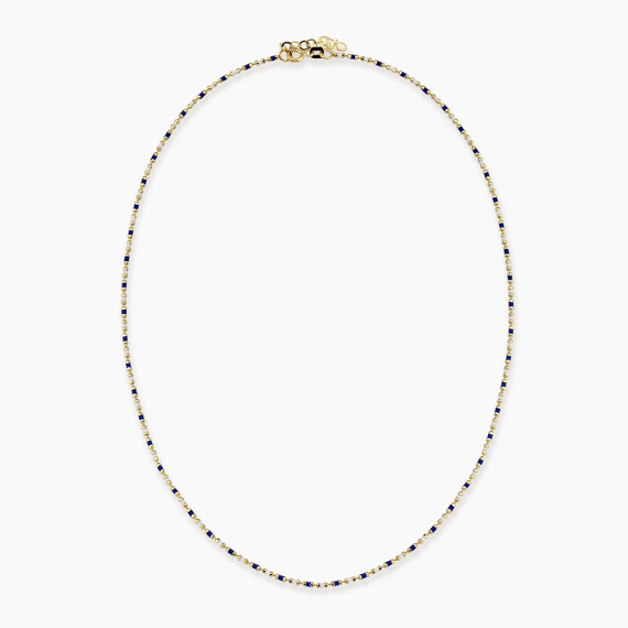 Navy Blue and White Enamel Yellow Gold Golf Necklace - Nev Jewellery