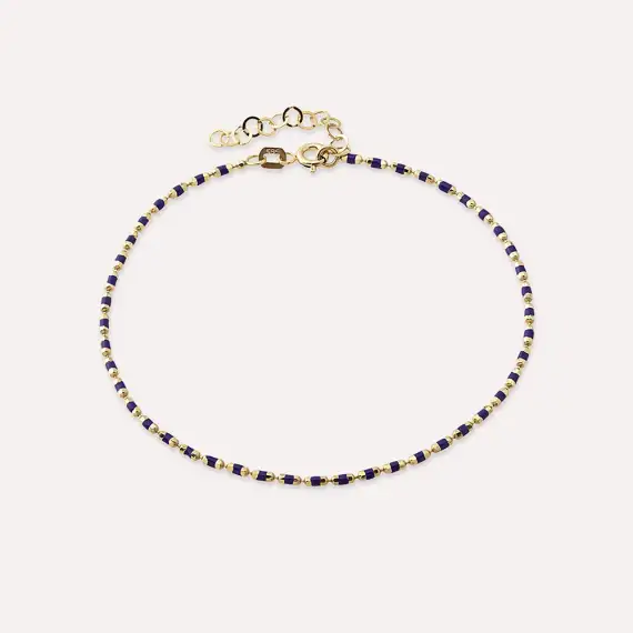 Purple Enamel Yellow Gold Golf Bracelet - 1