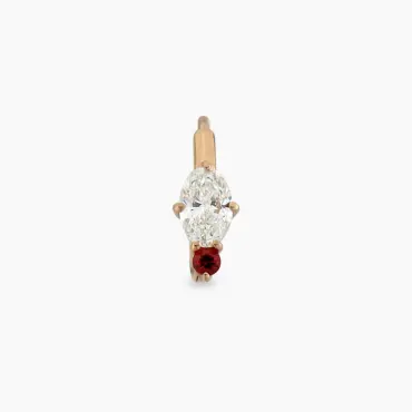 Nell 0.26 CT Red Safir ve Oval Kesim Pırlanta Taşlı Halka Piercing - Nev Jewellery (1)