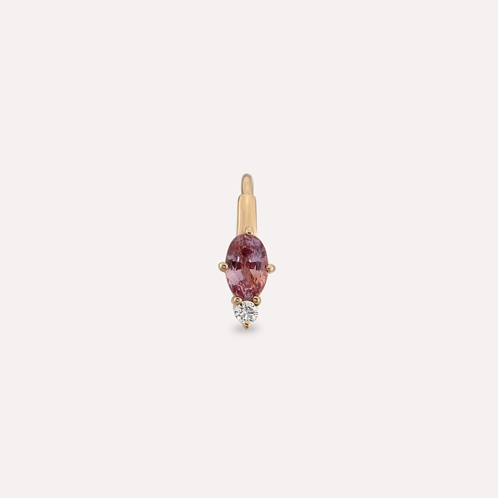 Nell 0.38 CT Purple Safir ve Pırlanta Taşlı Rose Altın Halka Piercing - 1