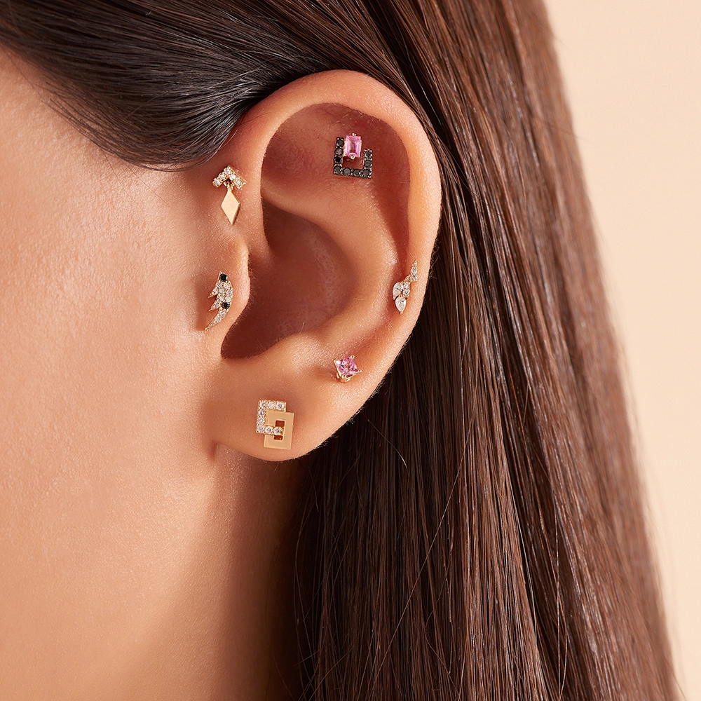 Nest Diamond Rose Gold Single Earring - Nev Jewellery (1)