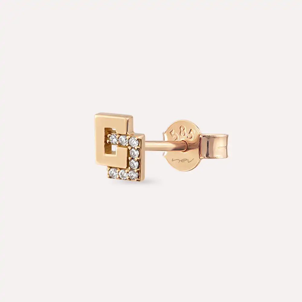 Nest Diamond Rose Gold Single Earring - 1