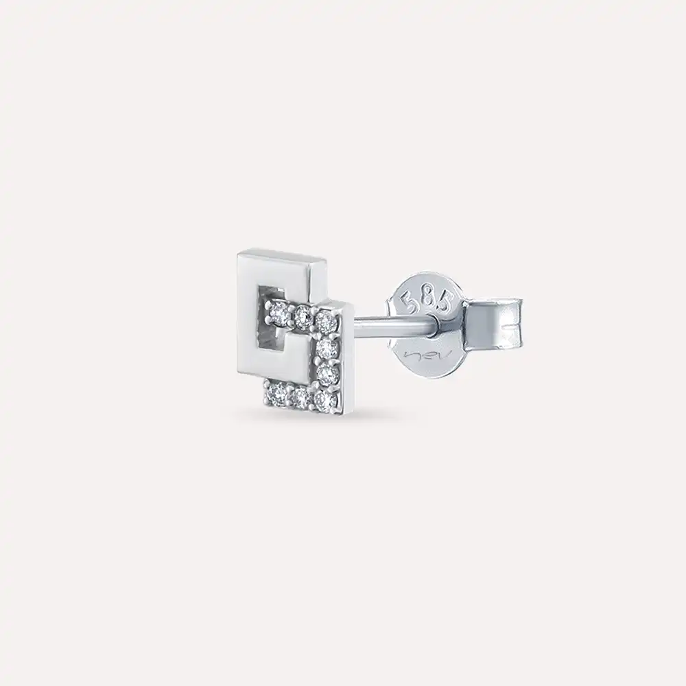 Nest Diamond White Gold Single Earring - 1