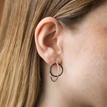 Nigel Sarı Altın Halka Küpe - Nev Jewellery (1)