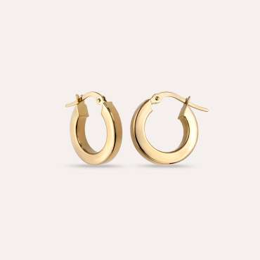 Noble Jr. Sarı Altın Halka Küpe - Nev Jewellery