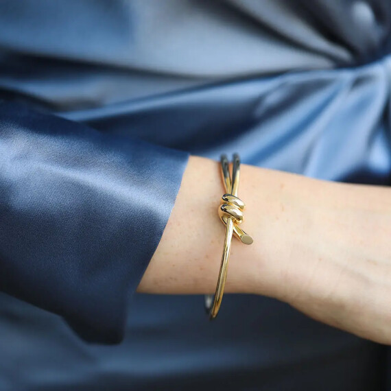 Node Sarı Altın Kelepçe Bilezik - Nev Jewellery