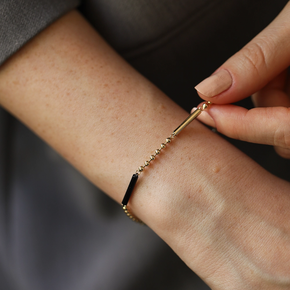 Noir Yellow Gold Italian Bracelet - 1