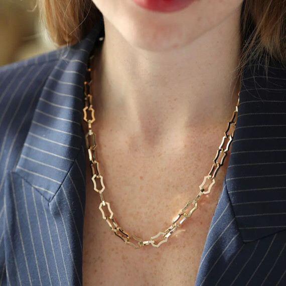 Nooky Sarı Altın Zincir Kolye - Nev Jewellery