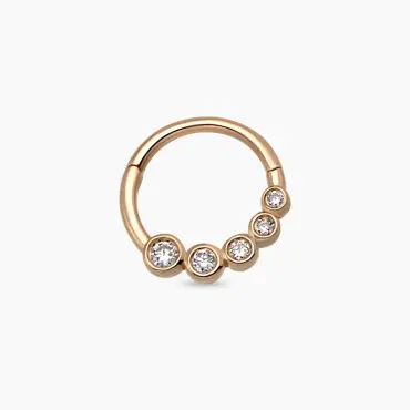 Nori Pırlanta Taşlı Rose Altın Halka Piercing - Nev Jewellery (1)