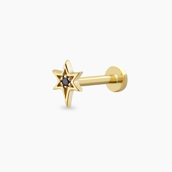 North Black Diamond Yellow Gold Piercing - Nev Jewellery