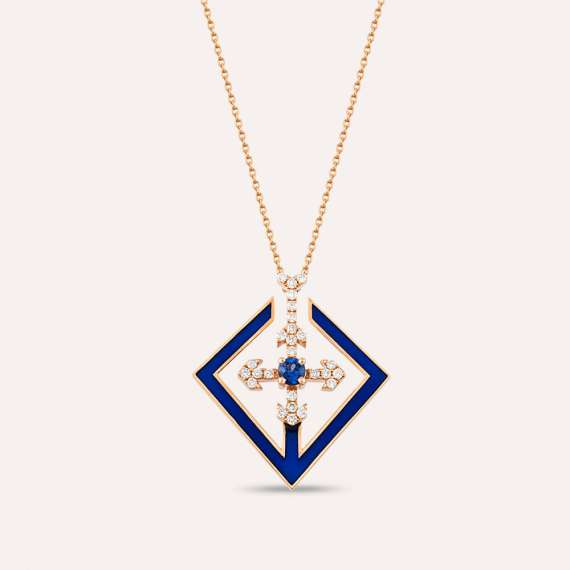 Northernstar 0.61 CT Diamond and Sapphire Navy Blue Enamel Pendant - 1