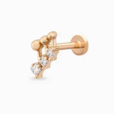 Nota Prenses Kesim Pırlanta Taşlı Rose Altın Piercing - Nev Jewellery (1)
