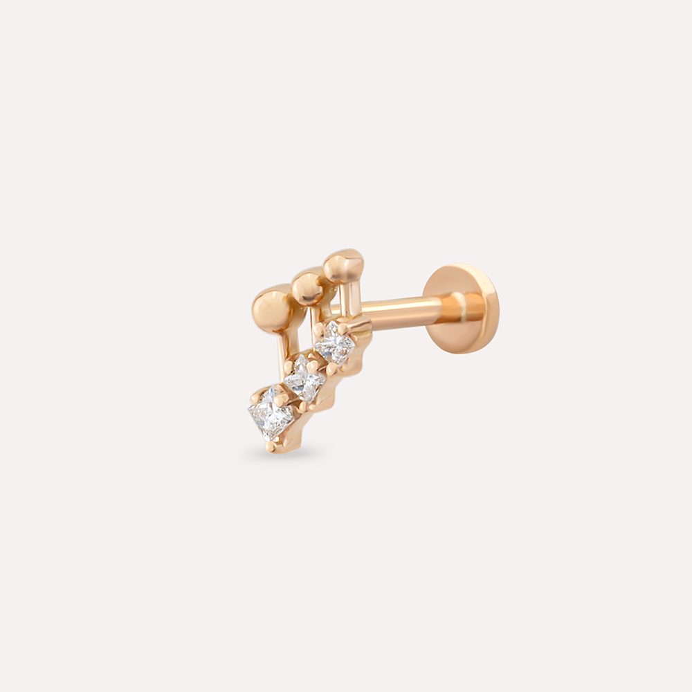 Nota Princess Cut Diamond Rose Gold Piercing - 1