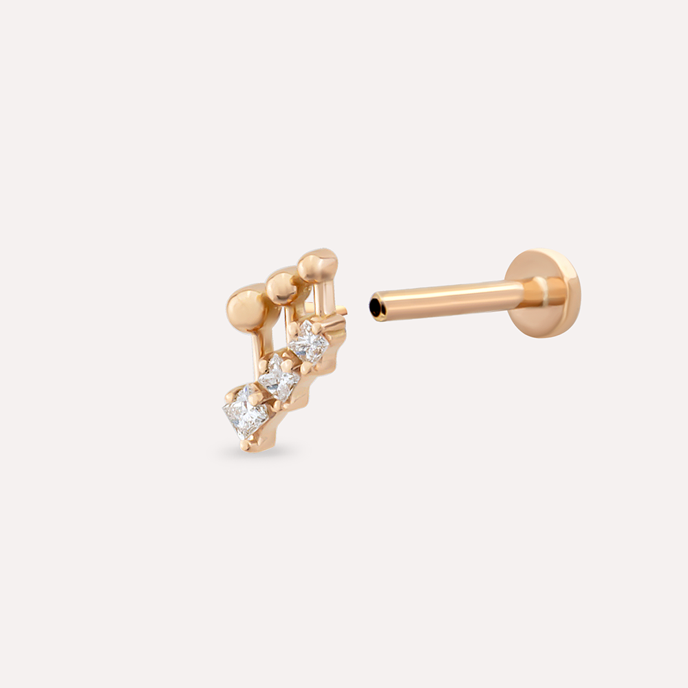 Nota Princess Cut Diamond Rose Gold Piercing - 4