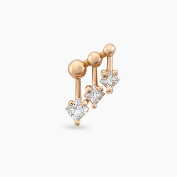 Nota Princess Cut Diamond Rose Gold Piercing - 3